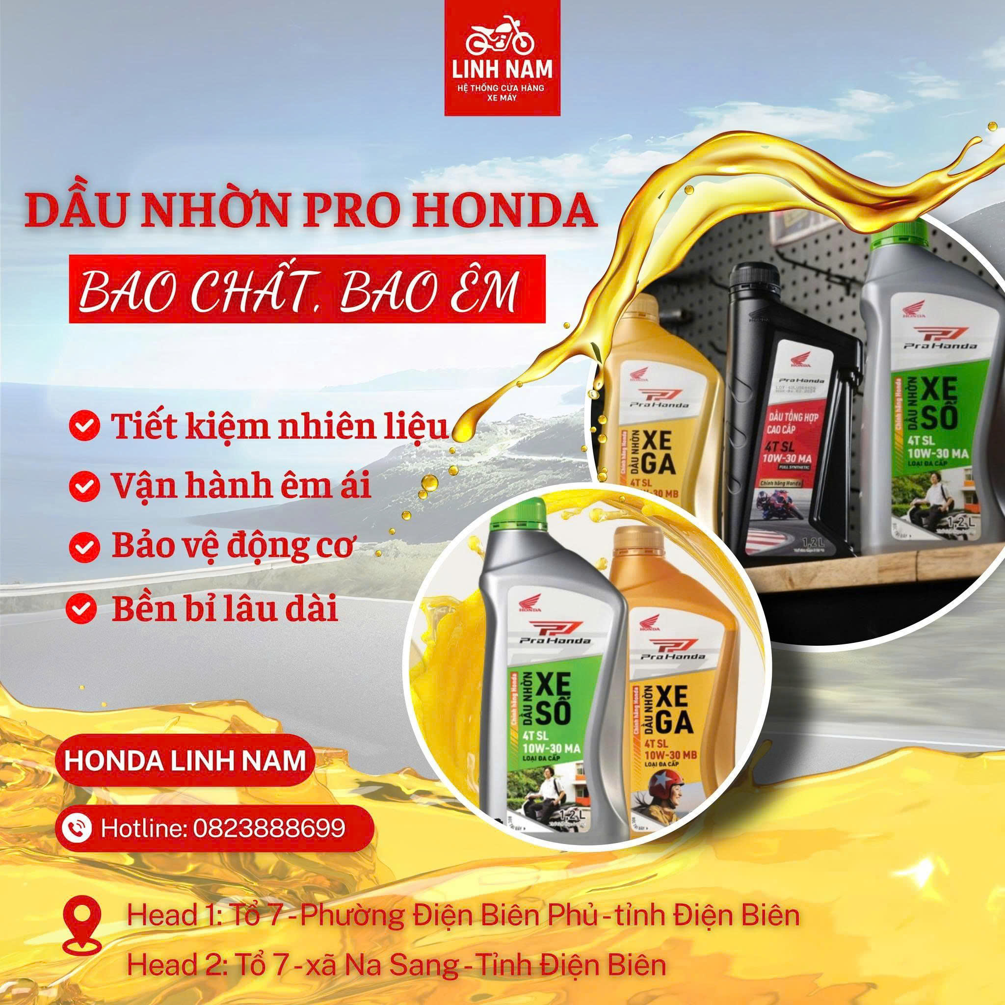 🛢️ DẦU NHỜN PRO HONDA - BAO CHẤT, BAO ÊM 🛵